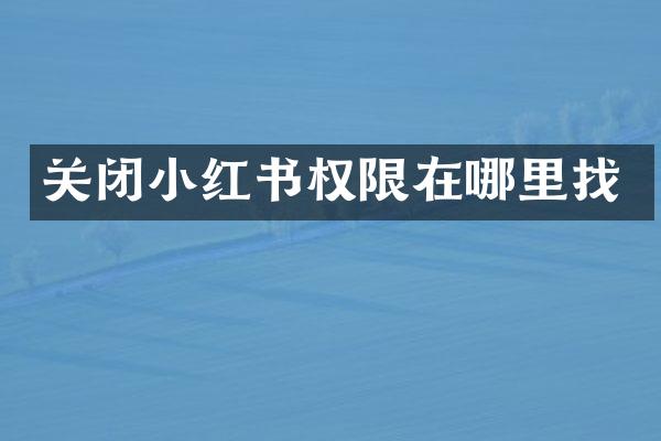 关闭小红书权限在哪里找
