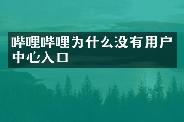 哔哩哔哩为什么没有用户中心入口
