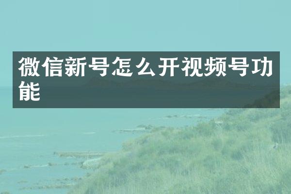 微信新号怎么开视频号功能