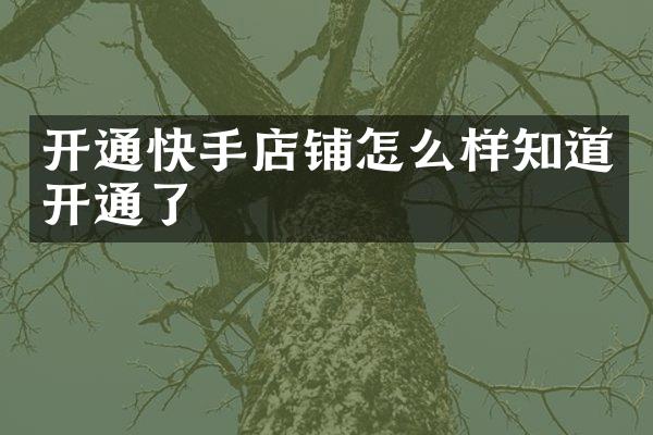 开通快手店铺怎么样知道开通了
