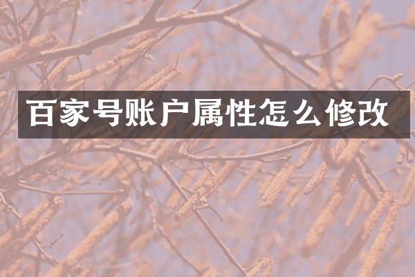 百家号账户属性怎么修改