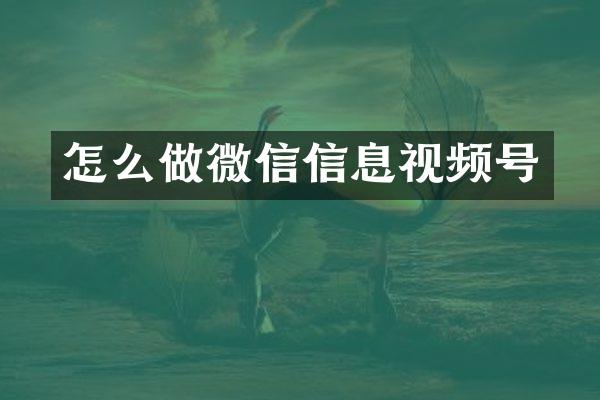 怎么做微信信息视频号