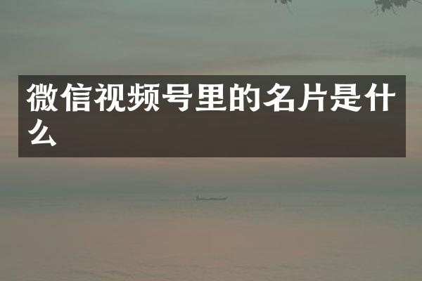 微信视频号里的名片是什么