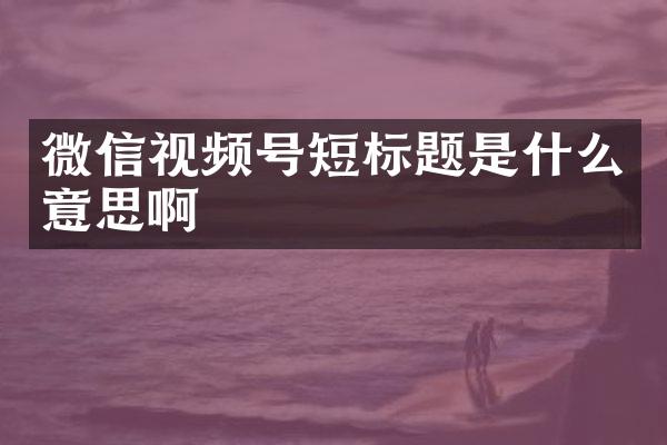 微信视频号短标题是什么意思啊
