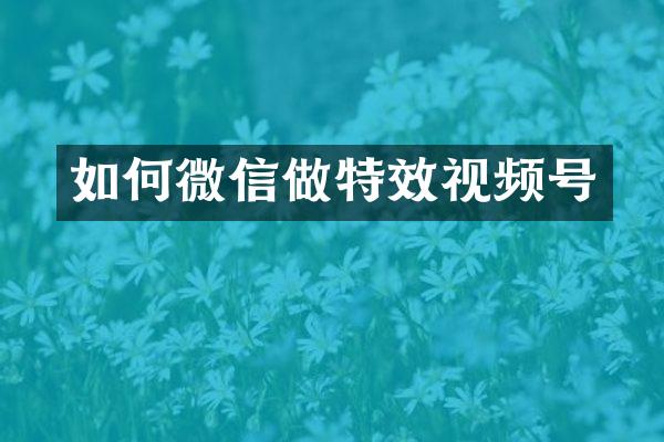 如何微信做特效视频号