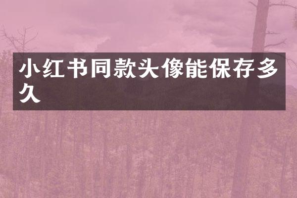小红书同款头像能保存多久