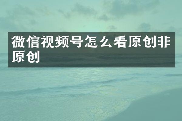 微信视频号怎么看原创非原创