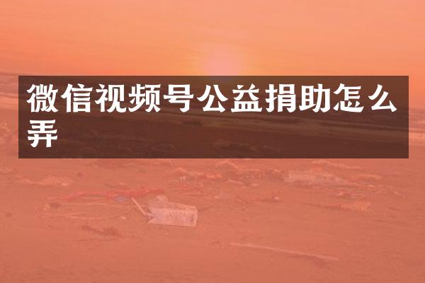微信视频号公益捐助怎么弄