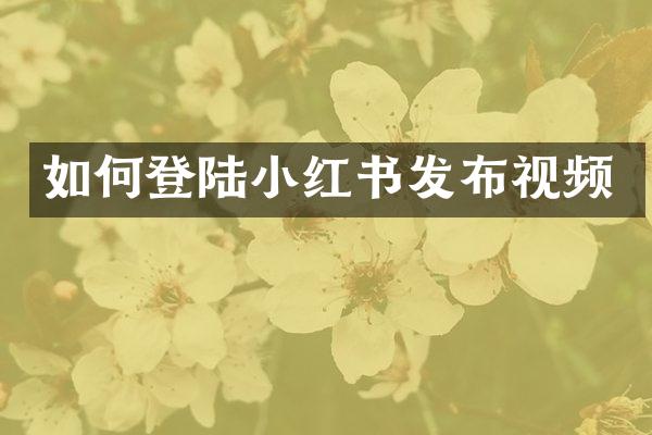 如何登陆小红书发布视频
