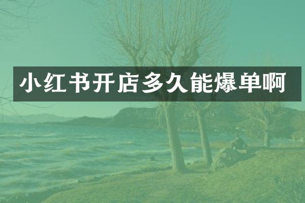 小红书开店多久能爆单啊