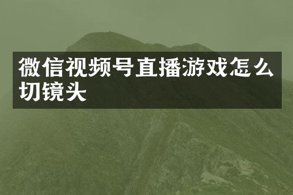 微信视频号直播游戏怎么切镜头