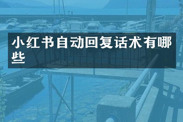 小红书自动回复话术有哪些