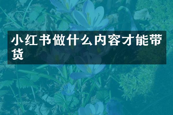 小红书做什么内容才能带货