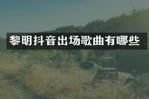 黎明抖音出场歌曲有哪些
