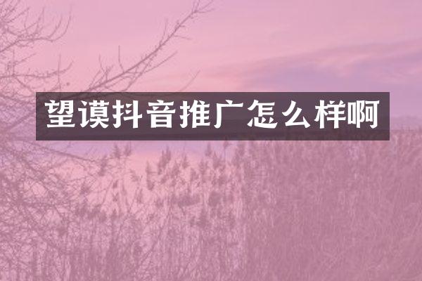 望谟抖音推广怎么样啊