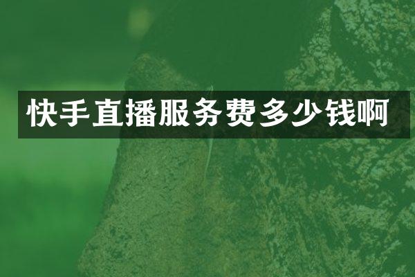 快手直播服务费多少钱啊