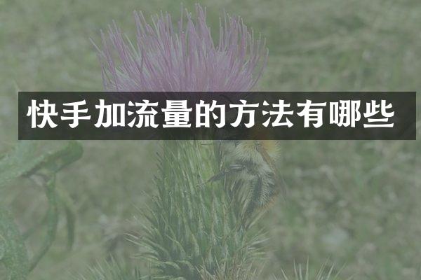 快手加流量的方法有哪些