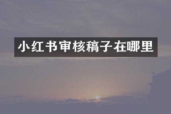 小红书审核稿子在哪里
