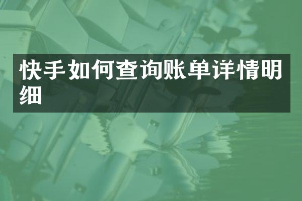 快手如何查询账单详情明细