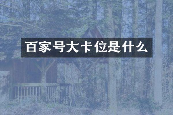 百家号大卡位是什么