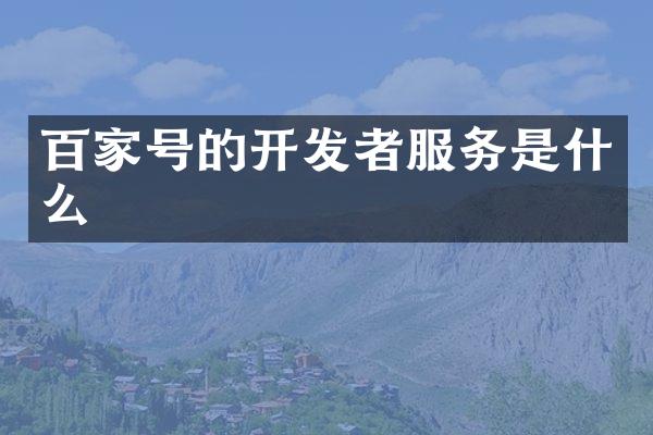 百家号的开发者服务是什么