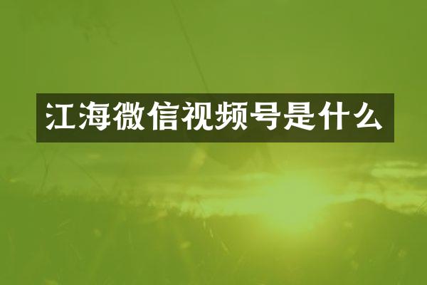 江海微信视频号是什么