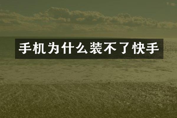 手机为什么装不了快手
