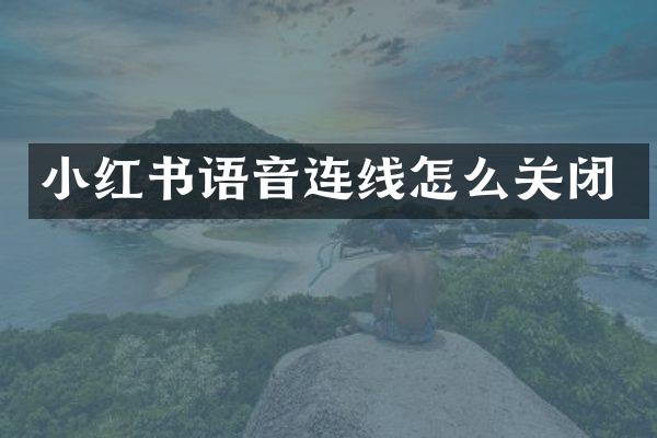 小红书语音连线怎么关闭