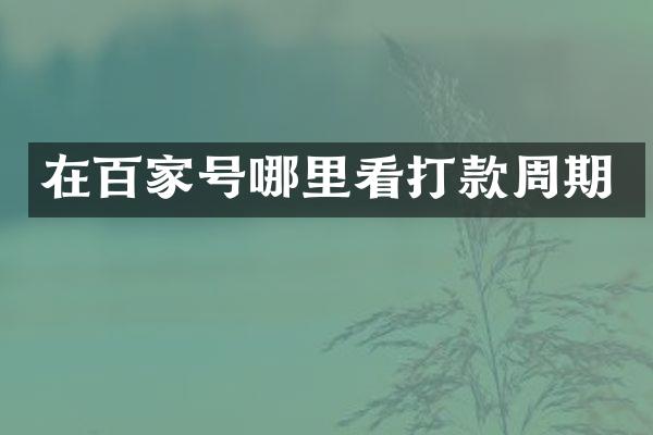 在百家号哪里看打款周期