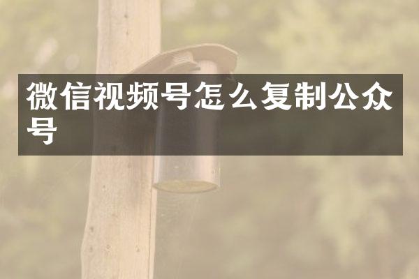 微信视频号怎么复制公众号