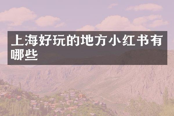 上海好玩的地方小红书有哪些