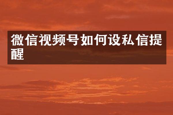 微信视频号如何设私信提醒