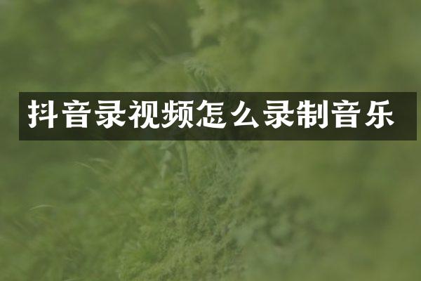 抖音录视频怎么录制音乐