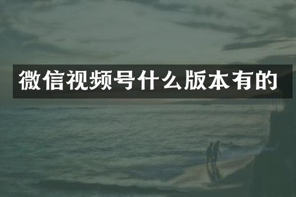 微信视频号什么版本有的