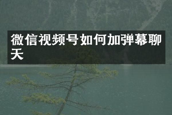 微信视频号如何加弹幕聊天