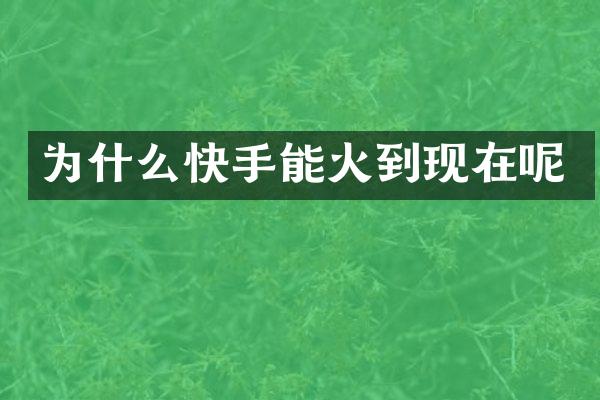 为什么快手能火到现在呢