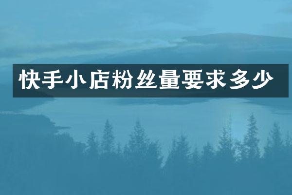 快手小店粉丝量要求多少