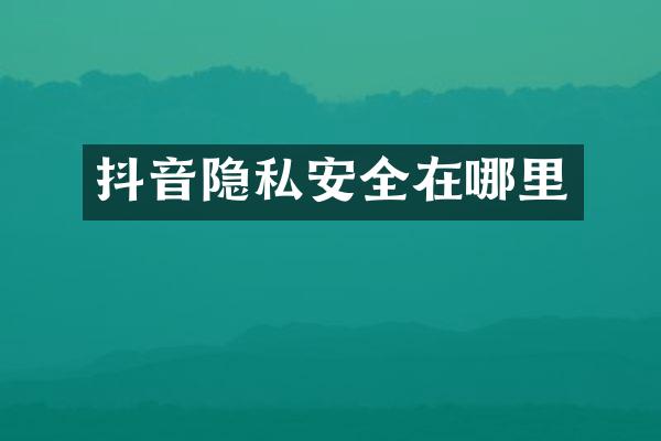 抖音隐私安全在哪里