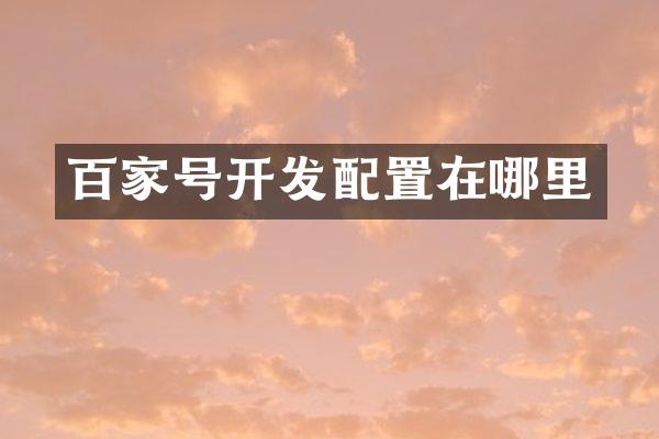百家号开发配置在哪里