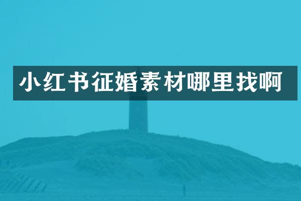 小红书征婚素材哪里找啊