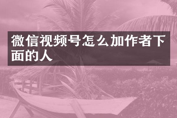 微信视频号怎么加作者下面的人