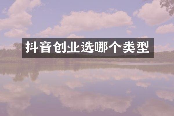 抖音创业选哪个类型