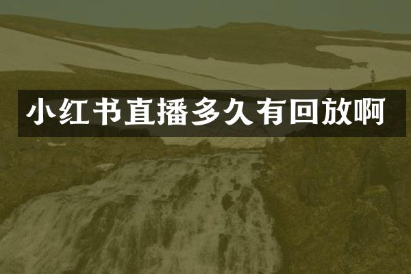 小红书直播多久有回放啊