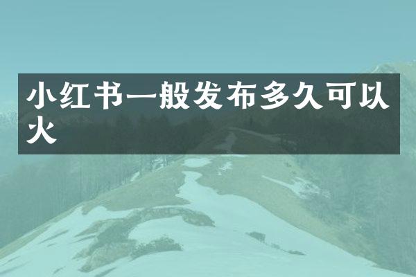 小红书一般发布多久可以火