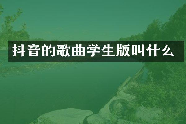 抖音的歌曲学生版叫什么
