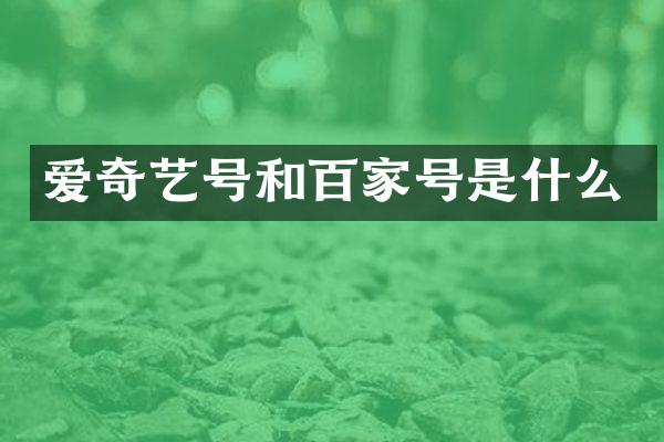 爱奇艺号和百家号是什么