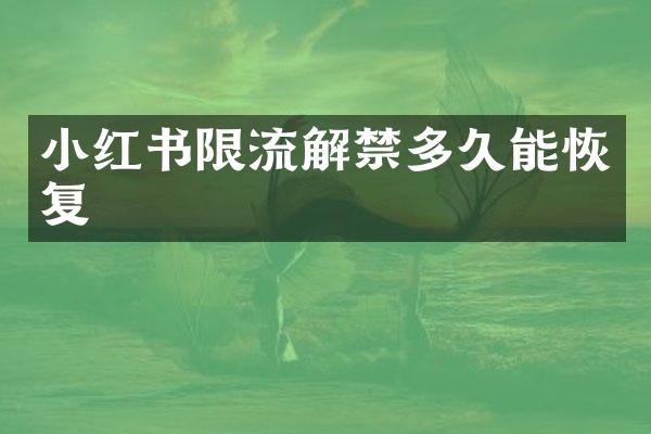 小红书限流解禁多久能恢复