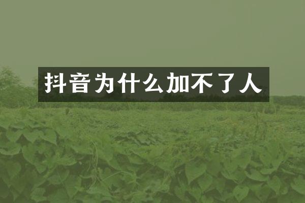 抖音为什么加不了人