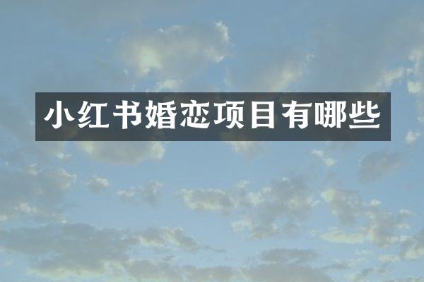 小红书婚恋项目有哪些