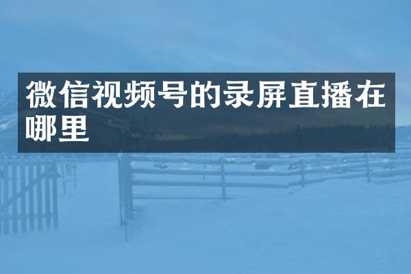 微信视频号的录屏直播在哪里